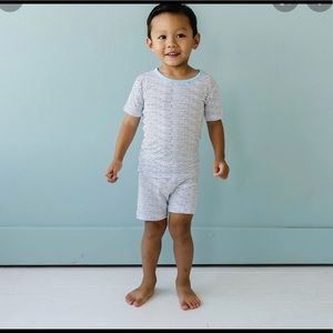 Little sleepies short sleeve polka dot blue trim